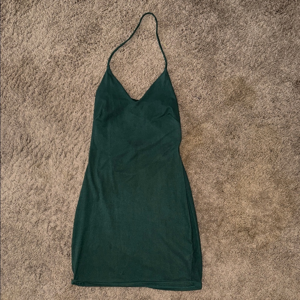 Windsor Deep Green Suede Backless Dress